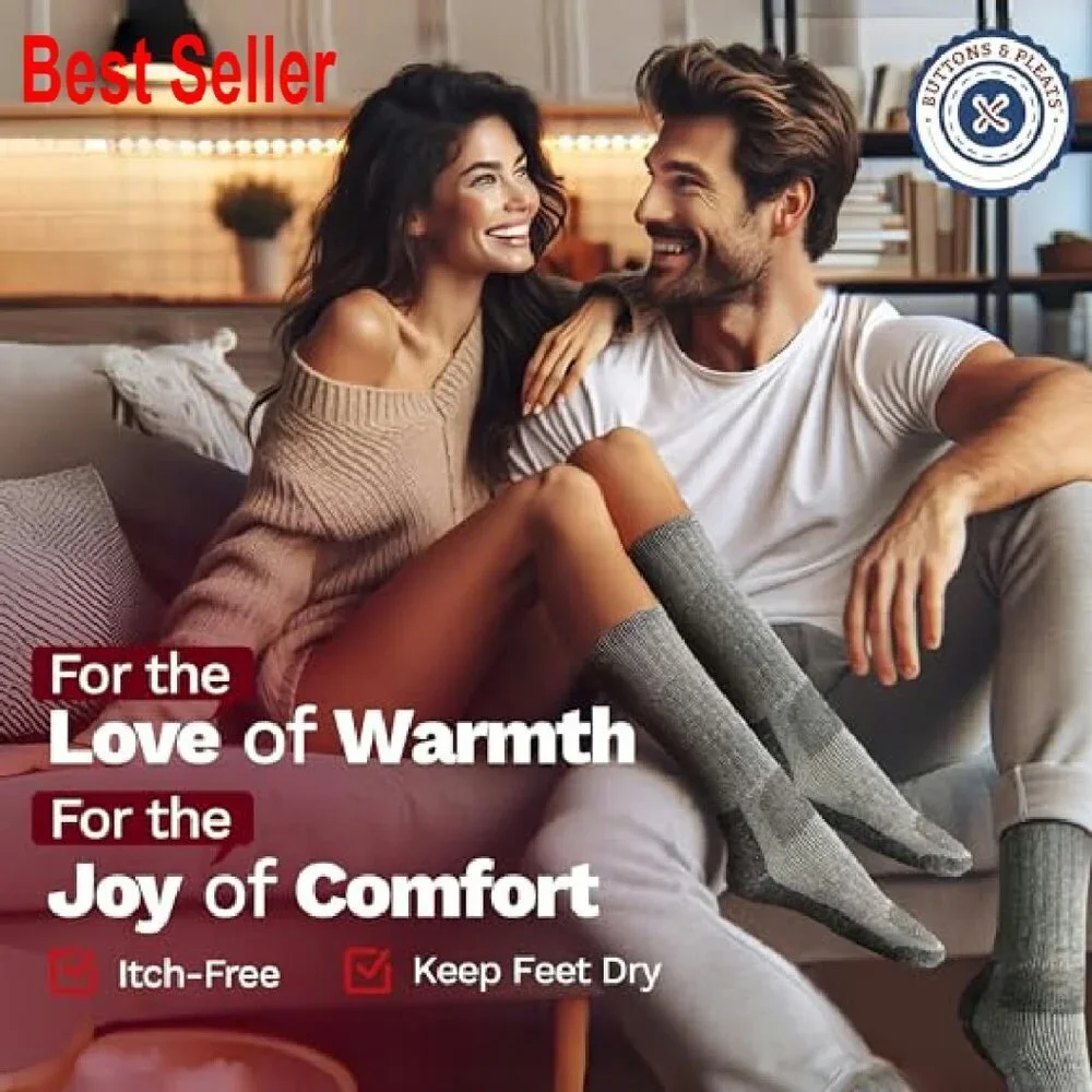 Merino Wool Thermal Boot Socks Cozy Winter Warm Hiking Outdoor Unisex